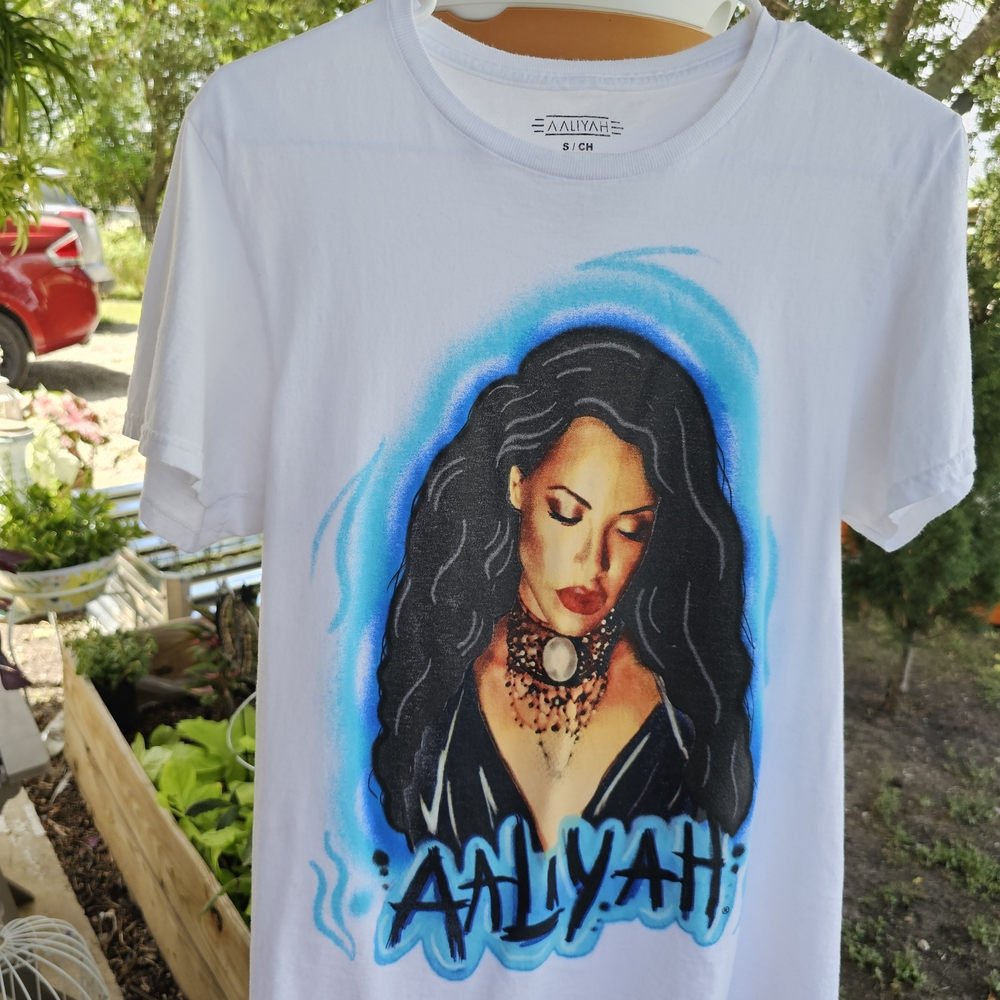 White Graphic T-Shirt with Aaliyah Design